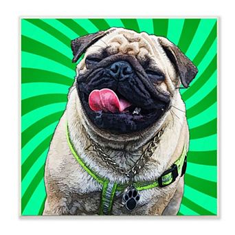 Stupell Home Decor Happy Pug Portrait Plaque Wall Art