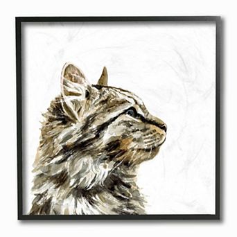 Stupell Home Decor Simple Tabby Cat Gaze Framed Wall Art