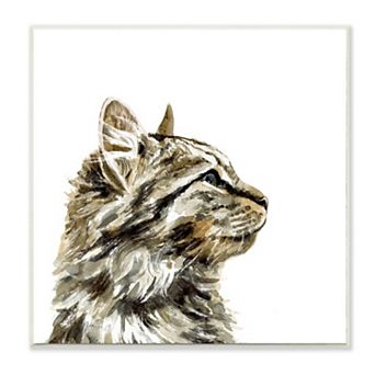 Stupell Home Decor Simple Tabby Cat Gaze Plaque Wall Art