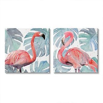 Stupell Home Decor Tropical Flamingos Canvas Wall Art 2 pc Set