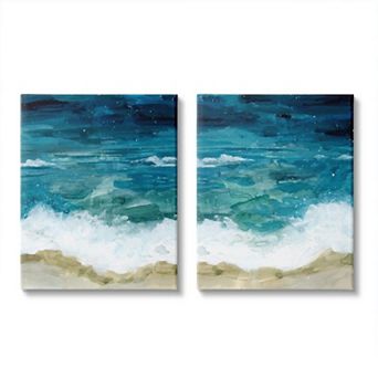Stupell Home Decor Tide Crash to Shore Canvas Wall Art 2 pc Set
