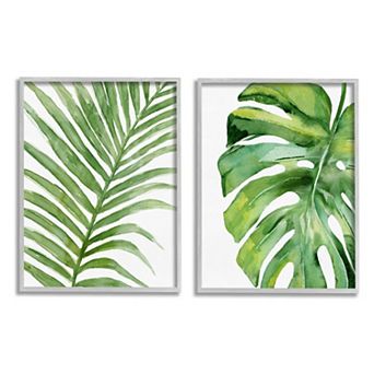 Stupell Home Decor Tropical Palms Gray Framed Wall Art 2 pc Set