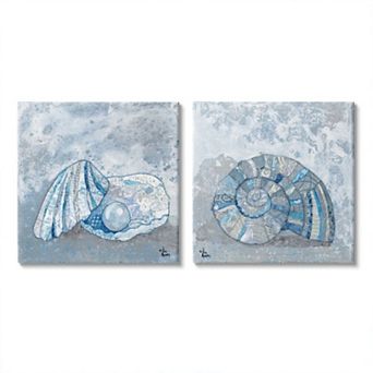 Stupell Home Decor Collage Seashells Canvas Wall Art 2 pc Set