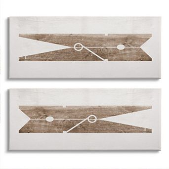 Stupell Home Decor Clothespins Canvas Wall Art 2 pc Set