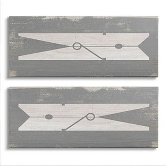 Stupell Home Decor Gray Clothespins Canvas Wall Art 2 pc Set