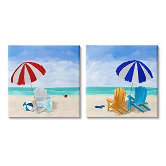 Stupell Home Decor Beach Chairs Canvas Wall Art 2 pc Set