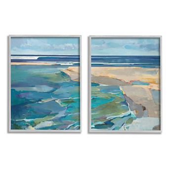 Stupell Home Decor Rocky Seascape Gray Framed Wall Art 2 pc Set