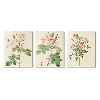 Stupell Home Decor Vintage Rose Canvas Wall Art 3 pc Set