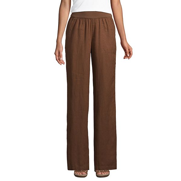 Petite Lands' End Linen Pull-On Wide-Leg High-Waisted Pants