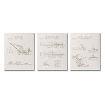 Stupell Home Decor Construction Truck Charts Canvas Wall Art