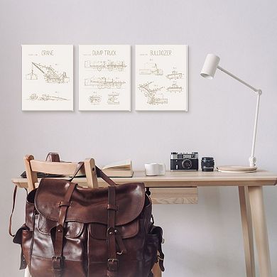 Stupell Home Decor Construction Truck Charts Canvas Wall Art