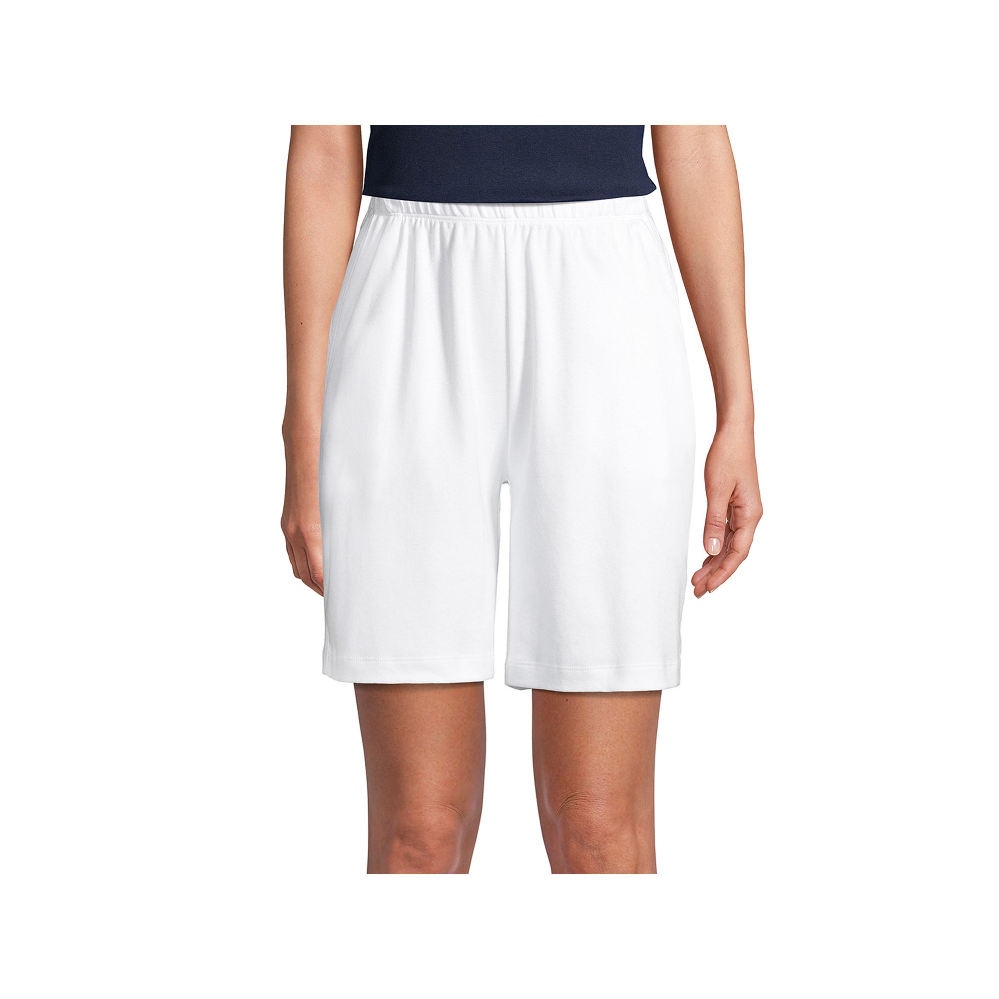 Petite Lands End Sport Knit Pull-On Shorts, Womens, Size: Medium Petite, 