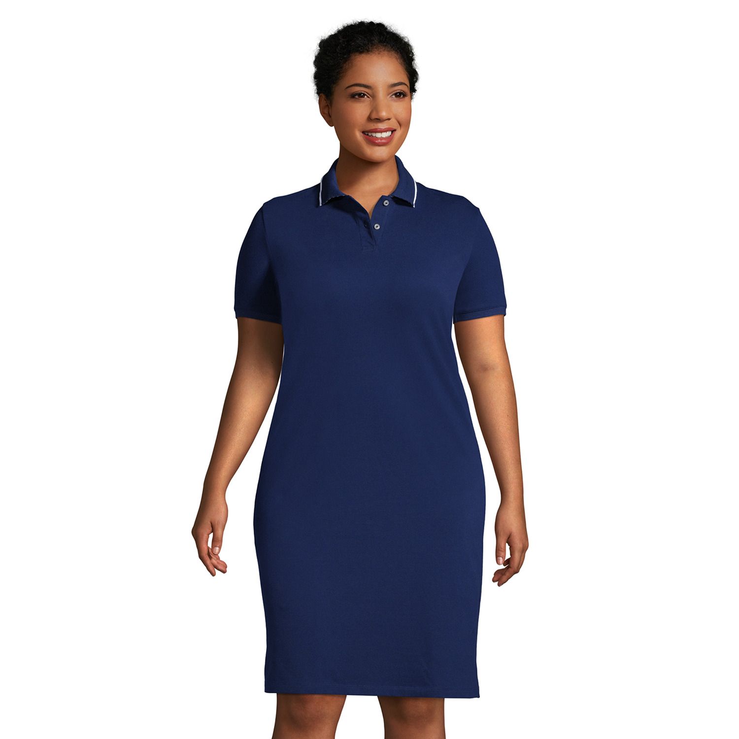 Plus Size Lands' End Mesh Pique Polo Dress