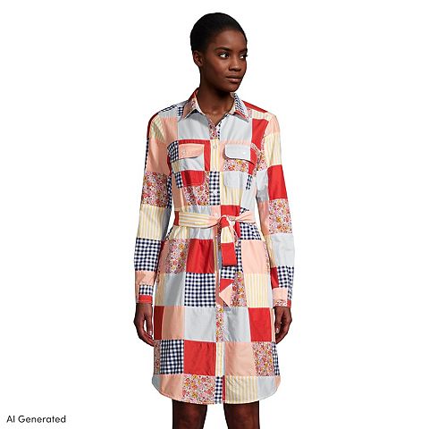 Женские платья Lands' End Petite Lands' End Long-Sleeved Shirt Dress