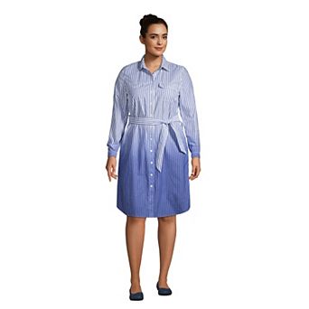 Plus Size Lands' End Long-Sleeve Shirt Dress