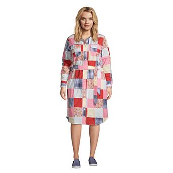 Plus Size Lands' End Long-Sleeve Shirt Dress