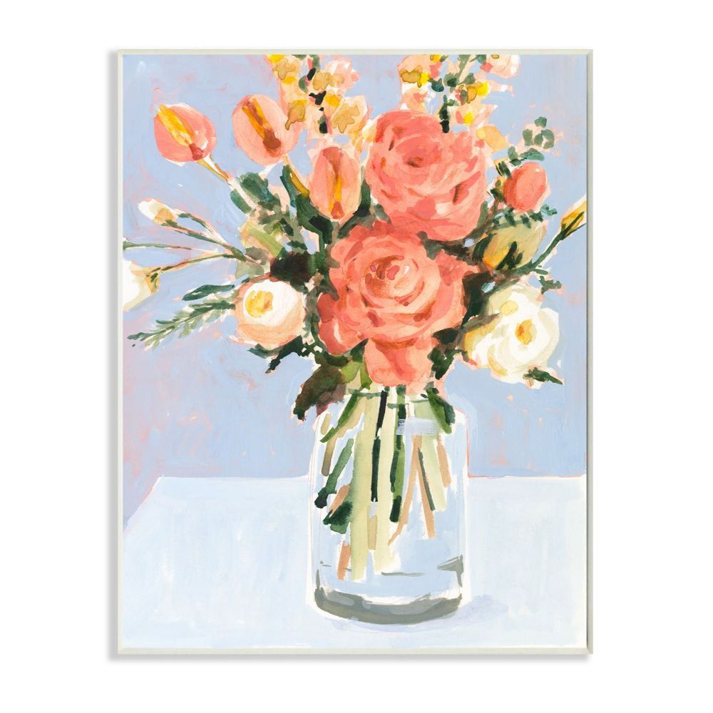 Stupell Home Decor Blushing Tulip & Rose Bouquet Plaque Wall Art