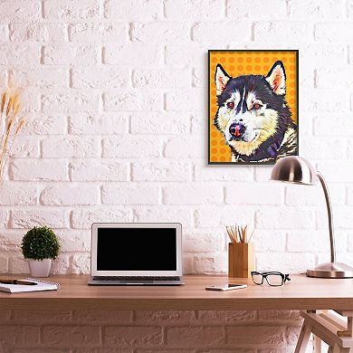 Stupell Home Decor Husky Dog Black Framed Wall Art