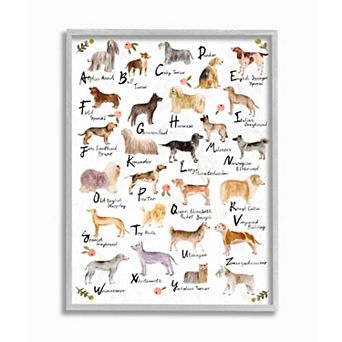 Stupell Home Decor Alphabet of Dogs Wall Art - Gray Frame
