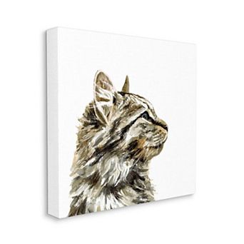 Stupell Home Decor Simple Tabby Cat Gaze Canvas Wall Art