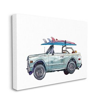 Stupell Home Decor Retro Beach Cruiser with Surfboard Canvas Wall Art