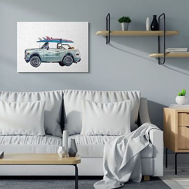 Stupell Home Decor Retro Beach Cruiser with Surfboard Canvas Wall Art