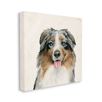 Stupell Home Decor Australian Shepherd Dog Portrait Canvas Wall Art
