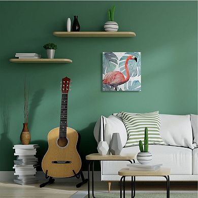 Stupell Home Decor Flamingo Leaves Canvas Wall Art