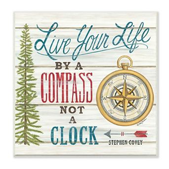 Stupell Home Decor Rustic Live Your Life by Compass Adventure Quote Plaque Wall Art