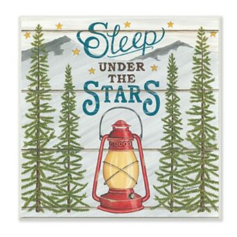 Stupell Home Decor Sleep Under the Stars Adventure Phrase with Lamp Plaque Wall Art