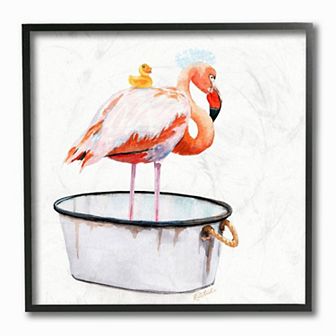 Stupell Home Decor Flamingo Bath Time Charming Bubble Detail Wall Art