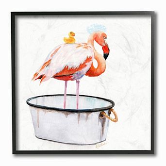 Stupell Home Decor Flamingo Bath Time Charming Bubble Detail Wall Art