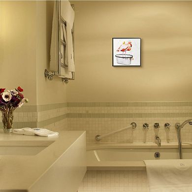 Stupell Home Decor Flamingo Bath Time Charming Bubble Detail Wall Art