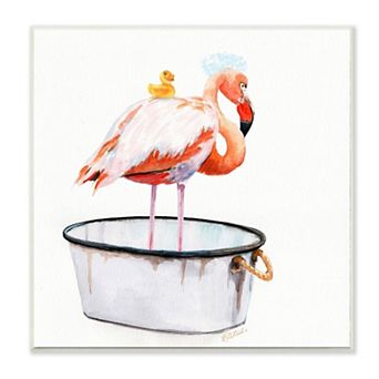 Stupell Home Decor Flamingo Bath Time Charming Bubble Detail Wall Art