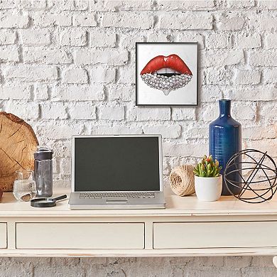 Stupell Home Decor Red Glam Lips with Glistening Cosmetic Stones Wall Art
