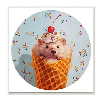 Stupell Home Decor Mouse with Cherry Desert Ice Cream Cone Painting Wall Art