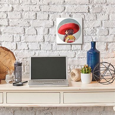 Stupell Home Decor Pug in Sombrero with Taco Fun Dog Painting Wall Art