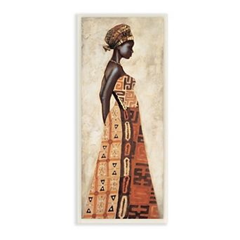 Stupell Home Decor Elegant Female Standing Pose with Patterned Dress Wall Art