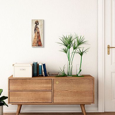 Stupell Home Decor Elegant Female Standing Pose with Patterned Dress Wall Art