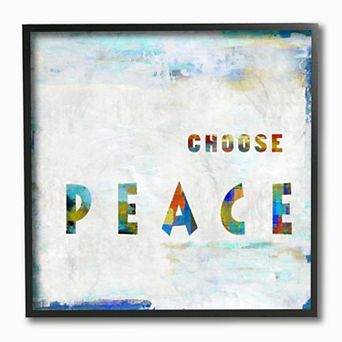 Stupell Home Decor Choose Peace Text with Colorful Brush Strokes Framed Wall Art