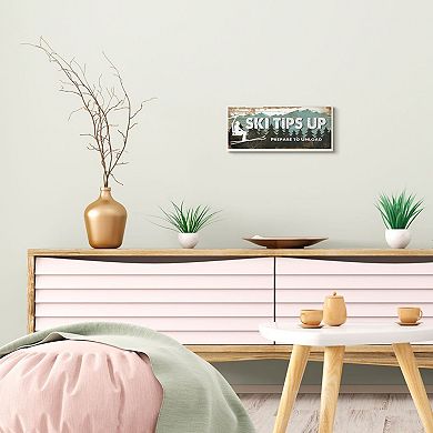 Stupell Home Decor Winter Rustic Ski Tips Up Sign Mountain Sports Wall Art