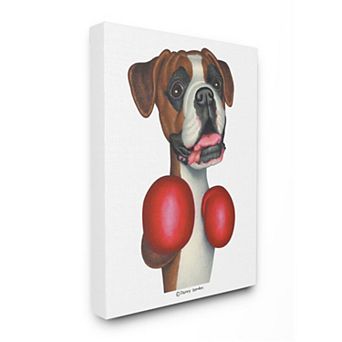 Stupell Home Decor Boxing Boxer Dog Simple Family Pet Illustration Canvas Wall Art