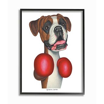 Stupell Home Decor Boxing Boxer Dog Simple Family Pet Illustration Framed Wall Art