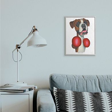 Stupell Home Decor Boxing Boxer Dog Simple Family Pet Illustration Wood Wall Art