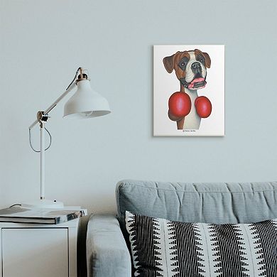 Stupell Home Decor Boxing Boxer Dog Simple Family Pet Illustration Wood Wall Art