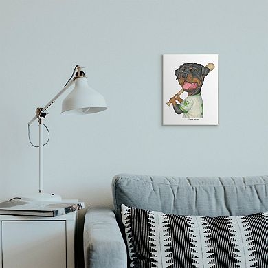 Stupell Home Decor Rottweiler Baseball Player Family Dog Sports Canvas Wall Art