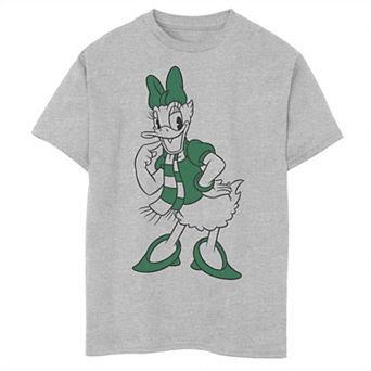 Disney's Daisy Duck Boys 8-20 Green Christmas Outline Graphic Tee