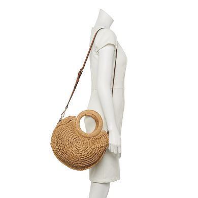 LC Lauren Conrad Large Ring Woven Crochet Crossbody Bag