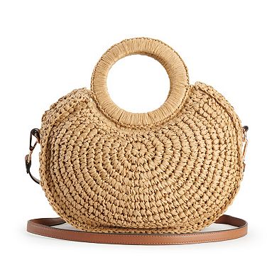 LC Lauren Conrad Large Ring Woven Crochet Crossbody Bag