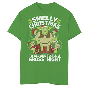 Boys 8-20 DreamWorks Shrek Smelly Christmas To All and To All A Gross Night Graphic Tee